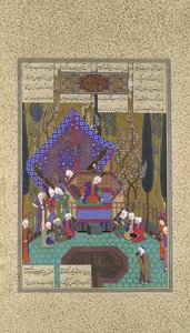Zal konsultiert die Magier, Folio 73v aus dem Shahnama Buch der Könige, ca. 1530-35