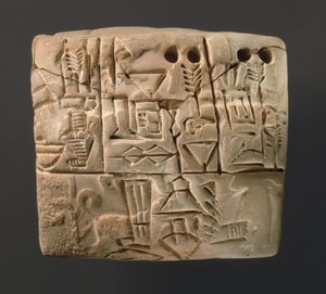 Keilschrifttafel mit Gerstenverteilung, ca. 3000 v. Chr.