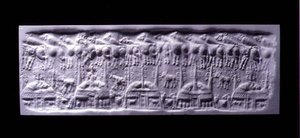 Handzylinder-Siegelabdruck, Uruk (heute Warka, Irak), ca. 3300-3000 v. Chr. von Sumerian Sumerian