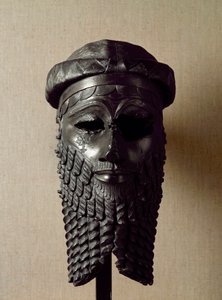 Sumerische Kunst: Kopf eines Königs, vielleicht Naram-Sin (2254-2218 v. Chr.). Bronzeskulptur. Um 2250 v. Chr. von Sumerian Sumerian
