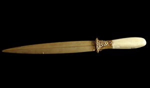 Sumerische Zivilisation: Goldener Dolch (29 cm). Aus der Ur-Website. Bagdad, Nationales Irak-Museum von Sumerian Sumerian