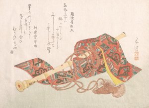 Shakuhachi, eine Art Bambusflöte und ihr Überzug, 19. Jahrhundert