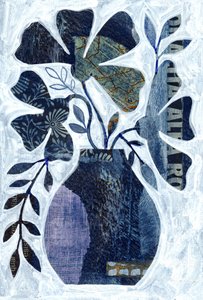 Blaues Blumencollage