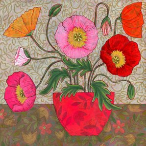 Bunte Mohnblumen in Vase von Susan Black
