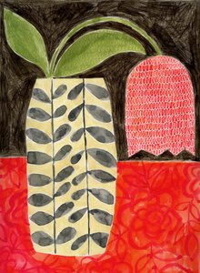 Rote Tulpe in einer modernen Vase von Susan Black