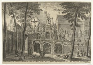 Gerüst errichtet in Antwerpen anlässlich der Heiligsprechung von Petrus von Alcantara im Jahr 1669 von Susanna Verbruggen (possibly)