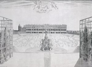Hampton Court Südfront, um 1830 von Sutton Nicholls
