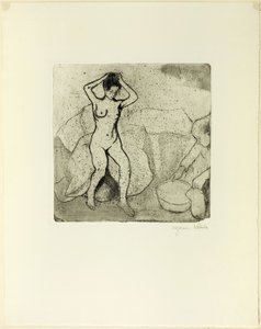 Catherine bereitet das Bad vor und Louise, nackt, richtet ihr Haar von Suzanne Valadon