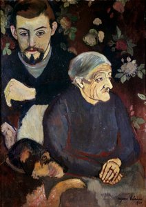 Porträt des Malers Maurice Utrillo, seiner Großmutter und eines Hundes. Gemälde von Suzanne Valadon (1865-1938) von Suzanne Valadon