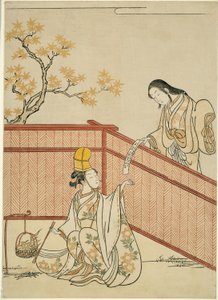 Brennende Herbstahornblätter von Suzuki Harunobu
