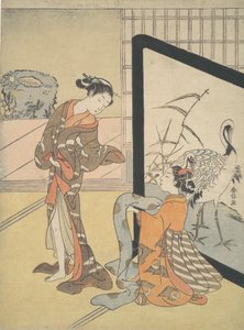 Kurtisane und Shinzo, 1725-1770 von Suzuki Harunobu