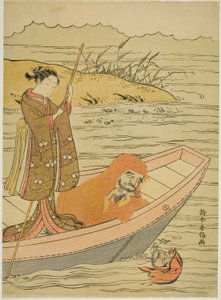 Daruma betrachtet sein Spiegelbild von Suzuki Harunobu