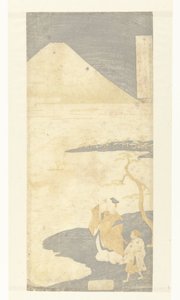 Der Dichter Yamabe no Akahito schaut auf den Berg Fuji von Suzuki Harunobu