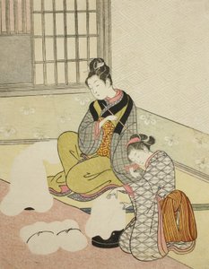 Abendschnee auf einem Flossformer von Suzuki Harunobu