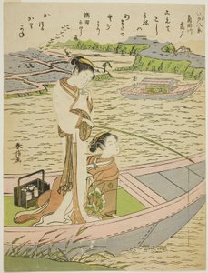 Gänse, die auf dem Sumida-Fluss landen, aus der Serie "Acht modische Ansichten von Edo" von Suzuki Harunobu