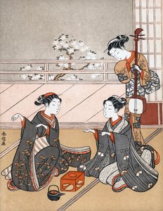 Mädchen spielen das Spiel Ken, ca. 1745-1770 von Suzuki Harunobu