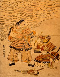 Kumagai Naozane und Taira no Atsumori, Episode aus dem Krieg zwischen Taira und Minamoto von Suzuki Harunobu