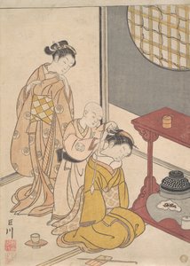 Nachtregen am Doppelregal von Suzuki Harunobu