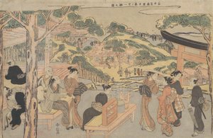 Osen vom Kagiya-Teesalon am Kasamori-Schrein mit Blick auf Nippori in Yanaka