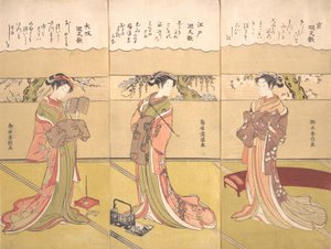 Palindromische Gedichte Kaibunka: Kyo, ca. 1768 von Suzuki Harunobu