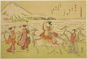 Parodie auf Ariwara no Narihiras Reise in den Osten von Suzuki Harunobu