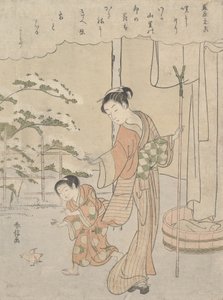 Gedicht von Fujiwara no Motozane ca. 860 aus der Serie Sechsunddreißig Dichter, ca. 1768