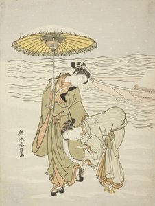 Die schneeverstopfte Geta, ca. 1767-68 von Suzuki Harunobu