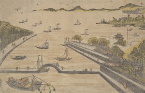 Blick auf Fukagawa, Edo, ca. 1764 von Suzuki Harunobu