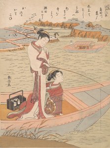 Wildgänse fliegen den Sumida-Fluss hinunter, ca. 1769 von Suzuki Harunobu