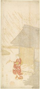 Junge Frau mit einem Kerria-Zweig von Suzuki Harunobu