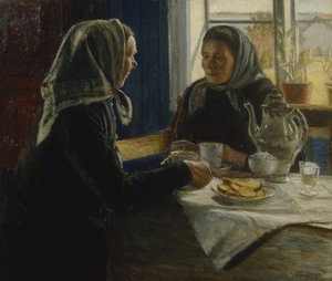 Zwei Frauen trinken Kaffee von Sven Jorgensen