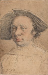 Porträt eines Mannes mit breitkrempigem Hut von Swiss 16th Century after Hans Holbein the Younger