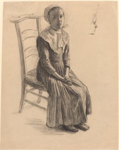 Sitzendes Mädchen in Bauerntracht von Swiss 19th Century
