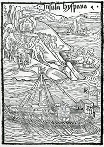 Ankunft der Karavelle von Kolumbus auf der Insel Hispaniola von Swiss School