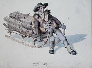 Schlittenfahrer aus dem Berner Bezirk, frühes 19. Jahrhundert von Swiss School