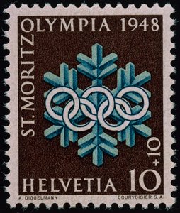 Briefmarke zur Erinnerung an die Olympischen Winterspiele 1948