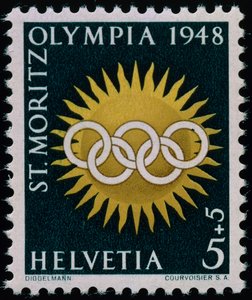 Briefmarke zur Erinnerung an die Olympischen Winterspiele 1948