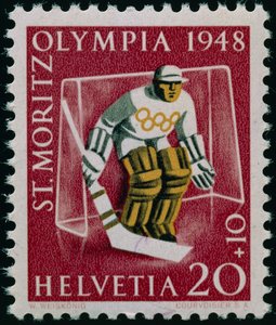 Briefmarke zur Erinnerung an die Olympischen Winterspiele 1948
