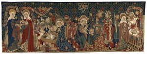 Tapisserie-Dorsal, das vier Szenen aus dem Leben der Jungfrau darstellt, aus Basel