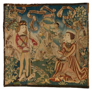 Wandteppichpanel, das die Jagd auf das Einhorn darstellt, hergestellt in der Schweiz oder im Oberrhein