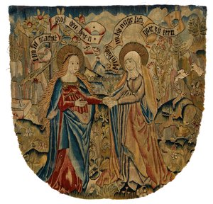 Wandteppichpaneel, Darstellung der Heimsuchung, um 1500 von Swiss School