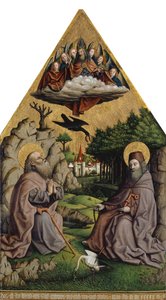 Die wunderbare Speisung des Heiligen Antonius und des Heiligen Paulus des Einsiedlers von Swiss School