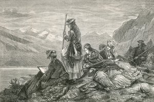 Touristen ruhen sich in den Alpen aus von Swiss School