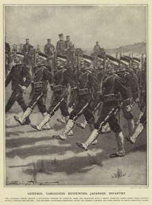 General Yamaguchi inspiziert die japanische Infanterie von Sydney Adamson