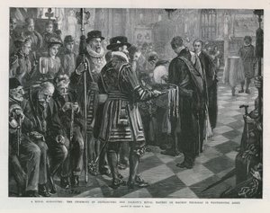 Eine königliche Almosenvergabe (Gravur) von Sydney Prior Hall