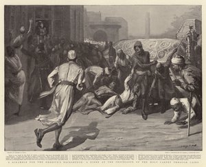 Ein Gerangel um das Bakschisch des Khediven, eine Szene bei der Prozession des heiligen Teppichs durch Kairo von Sydney Prior Hall