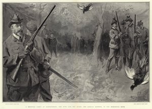 Eine Jagdgesellschaft in Sandringham, der König und seine Gäste, der deutsche Kaiser, in der Horseshoe Drive