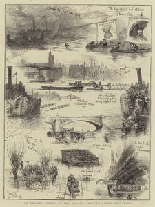 Notizen eines Künstlers beim Oxford und Cambridge Bootrennen