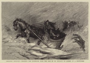 Kanadische Skizzen, Überquerung der Eisbrücke von der Insel St. Orleans nach Quebec im Schneesturm von Sydney Prior Hall