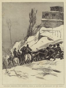 Kanadische Skizzen, die Dominian-Truppe, eine Artilleriebatterie auf dem Marsch von Sydney Prior Hall